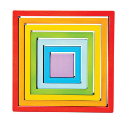 Ensemble de carrés à empiler en bois Bigjigs - Jeu d'éveil arc-en-ciel | Boissellerie.fr