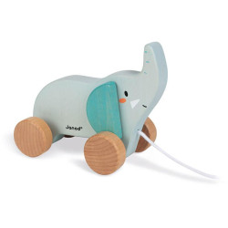 Eléphant à promener en bois