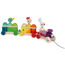 Train Géant Multicolore Zigolo - Jouet bois bébé Janod