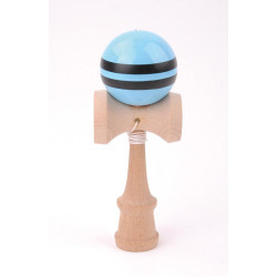 Kendama en bois de Hêtre boule 6 cm bleue bande noire