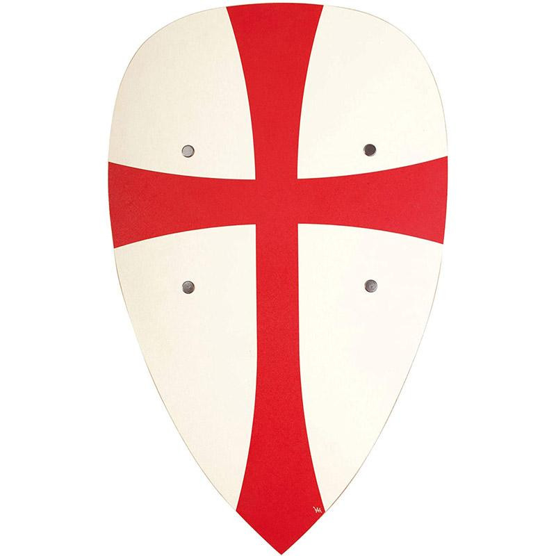 Bouclier en bois Templier en amande rouge/blanc