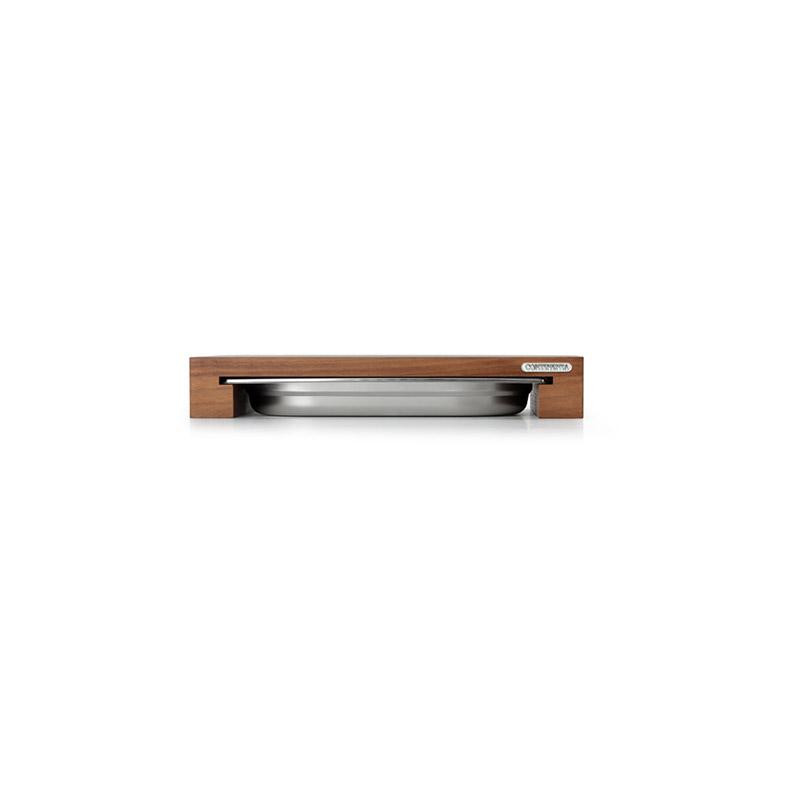 Planche à découper en bois de Noyer avec tiroir (bac gastro Inox)