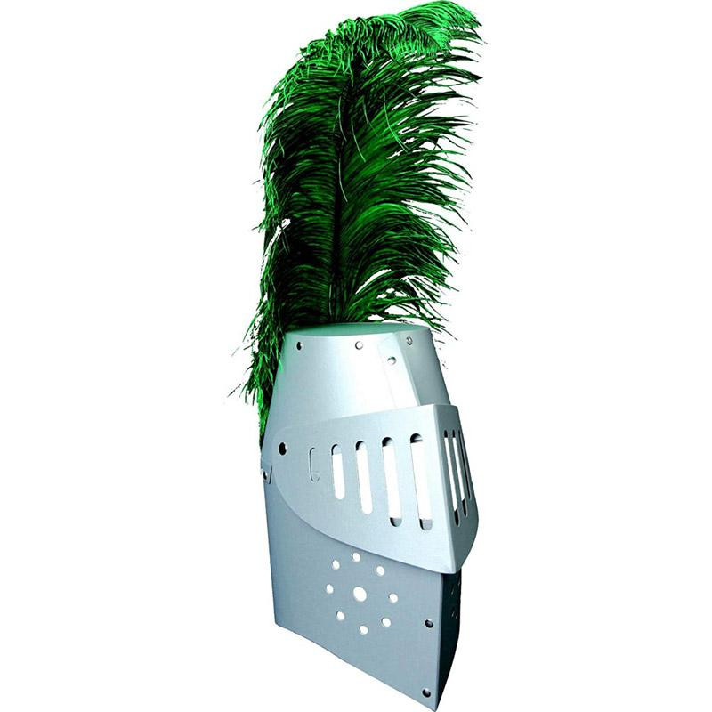 Casque de chevalier argent avec plume