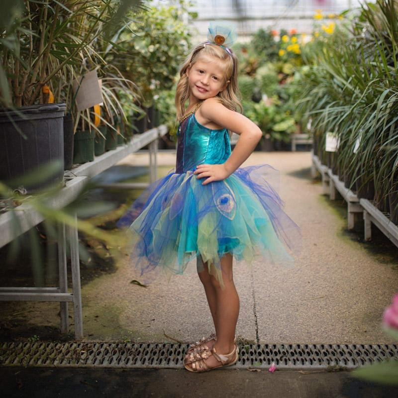 Déguisement robe Costume de Paon avec Coiffe 4-6 ans