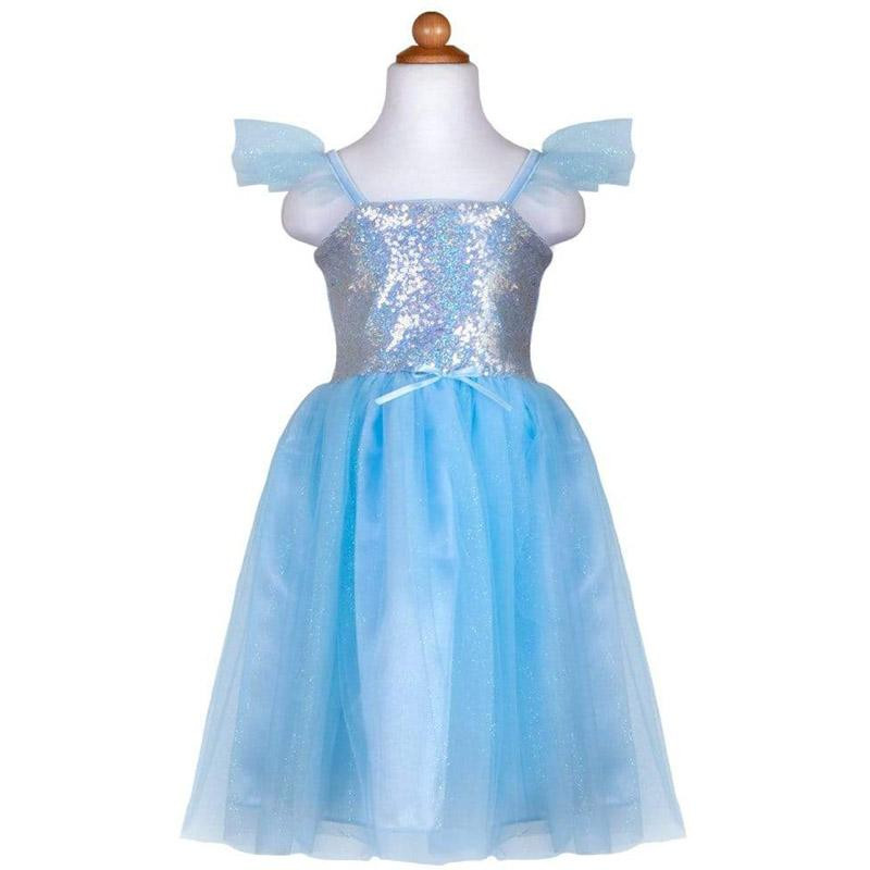 Déguisement robe de Princesse sequins chatoyants bleue