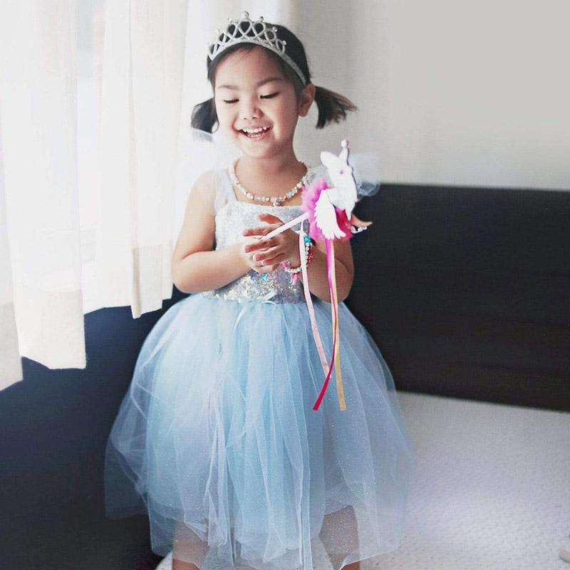 Déguisement robe de Princesse sequins chatoyants bleue