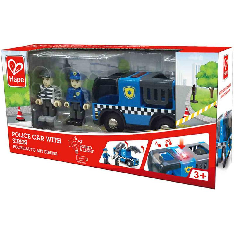 Voiture de police sonore pour jeu de train en bois