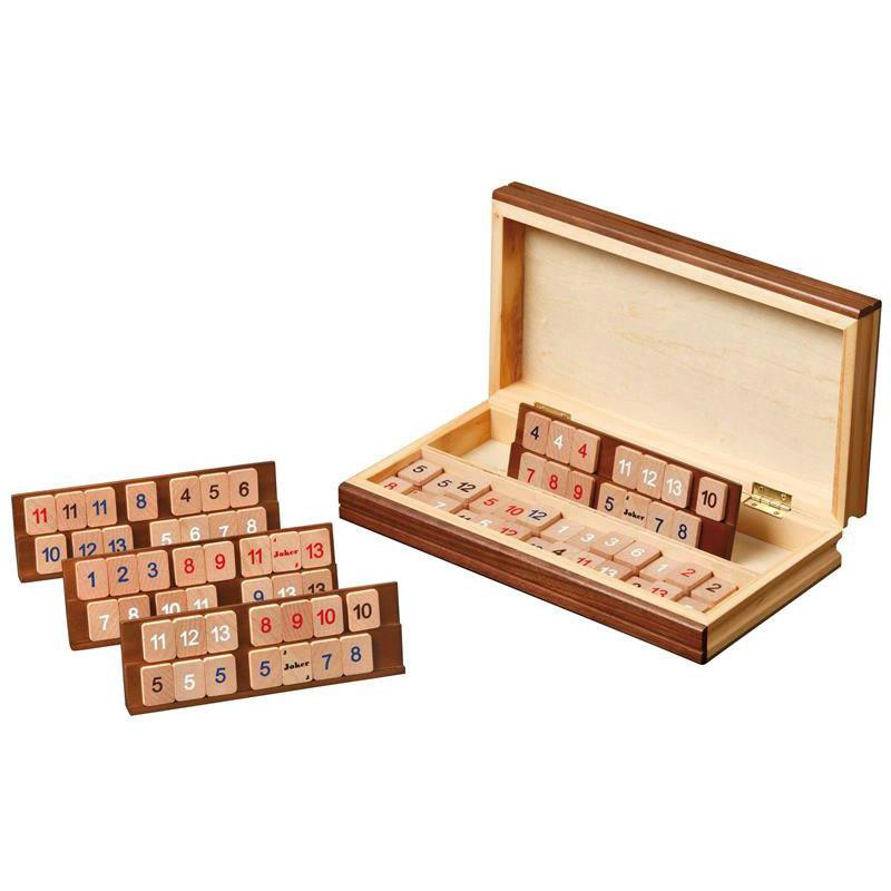 Rummy ou Rummikub - jeu en bois - coffret bois forme de livre
