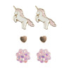 Boucles d'oreilles licornes cœurs boules brillantes x3 Great Pretenders