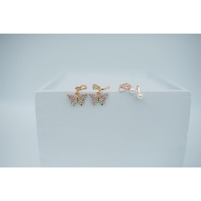 Boucles d'oreilles papillons perles x2 Clip Great Pretenders