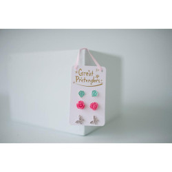 Boucles d'oreilles diamants roses papillons x3 Great Pretenders