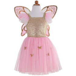 Déguisement Robe Papillon avec ailes-or 4-6 ans Great Pretenders