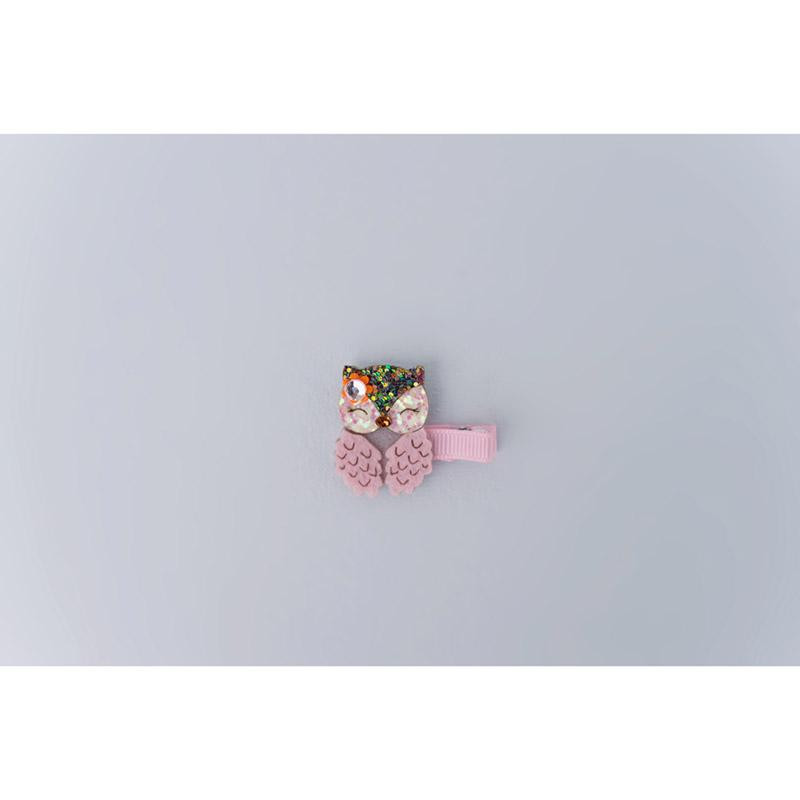 Pince à cheveux chouette rose et paillettes Great Pretenders