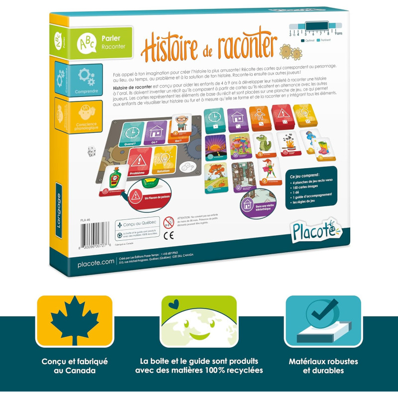 Histoire de raconter jeu pour apprendre Placote