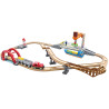 Circuit de train en bois avec gare maritime