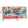 Circuit de train en bois cargo et grue jeu Hape