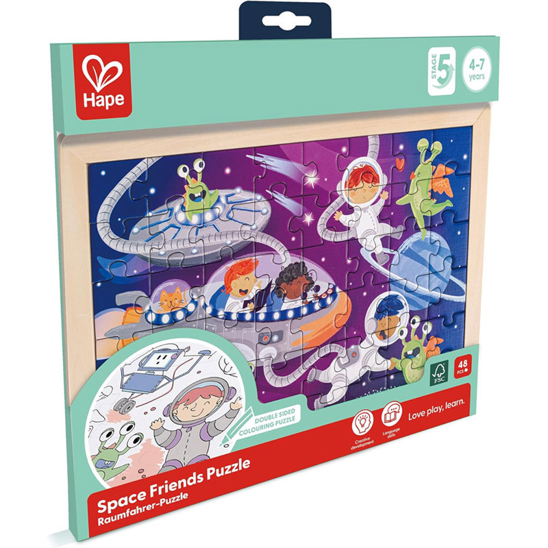 Puzzle 24 pièces découverte de l'espace 2 jeux en 1 Hape
