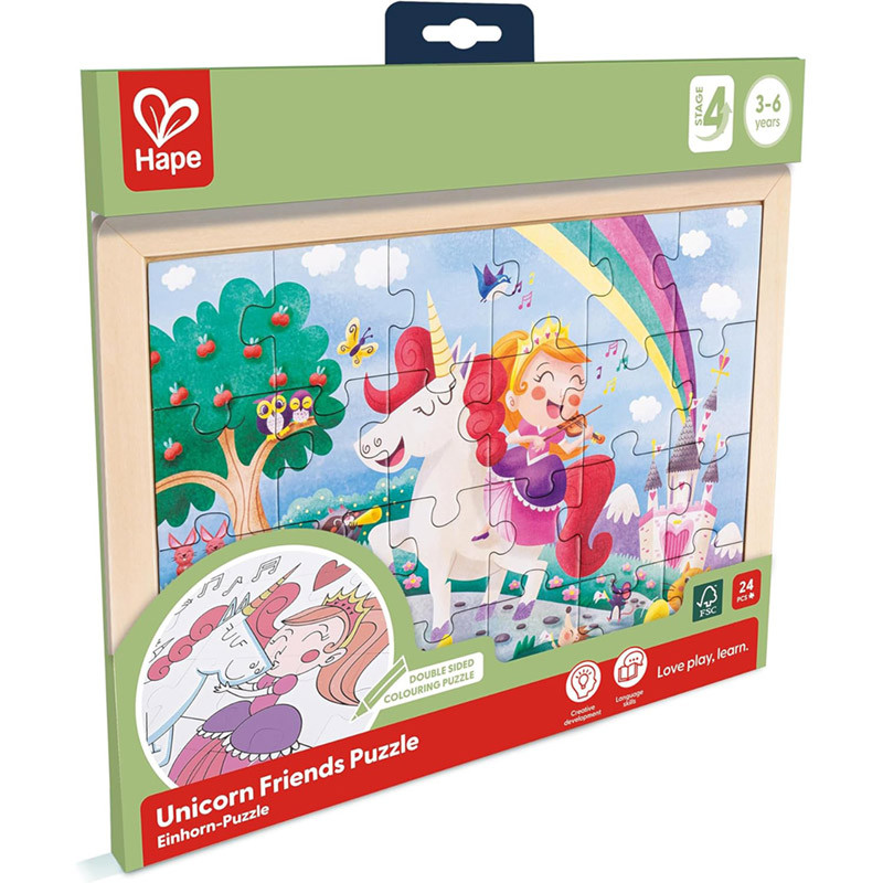 Puzzle 24 pièces Licorne 2 jeux en 1 Hape