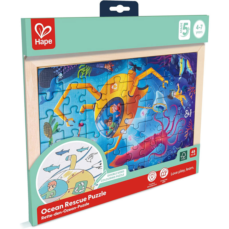 Puzzle 24 pièces sauvetage des océans 2 en 1 jeu Hape