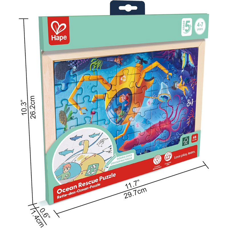 Puzzle 24 pièces sauvetage des océans 2 en 1 jeu Hape