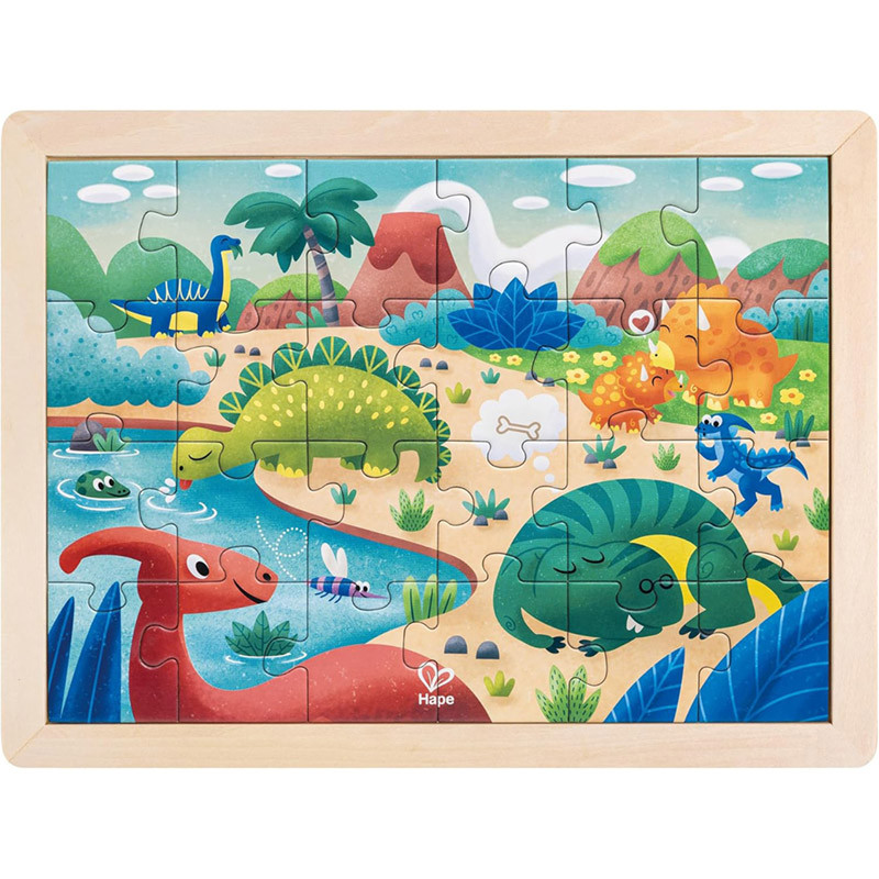 Puzzle en bois 24 pièces Dinosaure 2 en 1 Hape