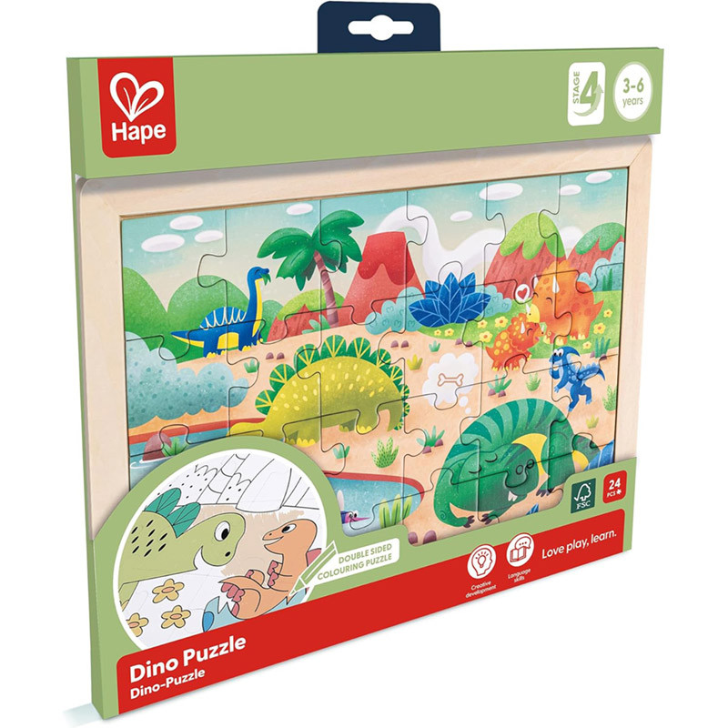 Puzzle en bois 24 pièces Dinosaure 2 en 1 Hape