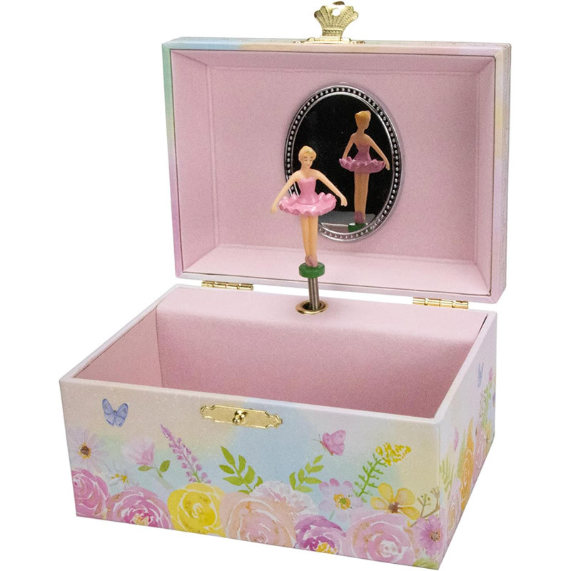 Boîte à bijoux musicale fleurs et danseuse