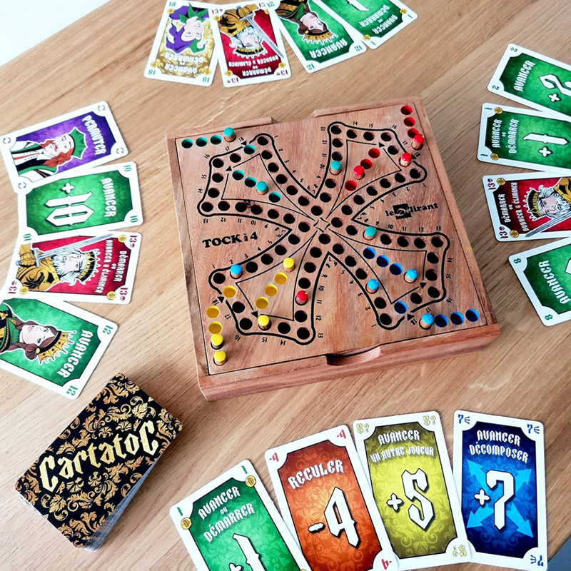 Jeu de tock en bois d'Acacia pocket 4 joueurs