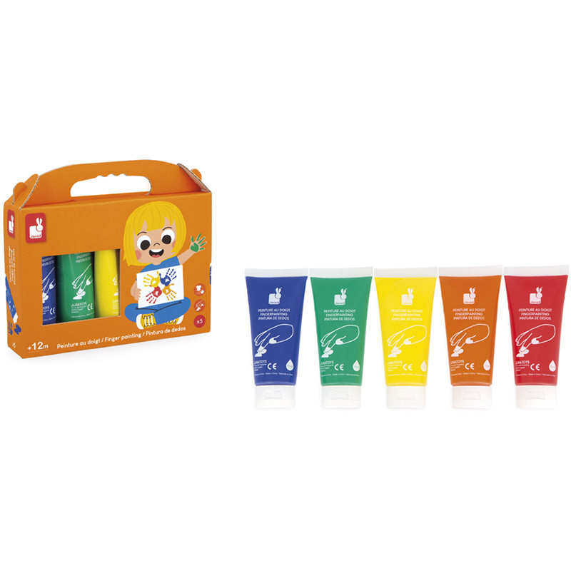5 Tubes de Peinture pour bébé peinture aux doigts Janod