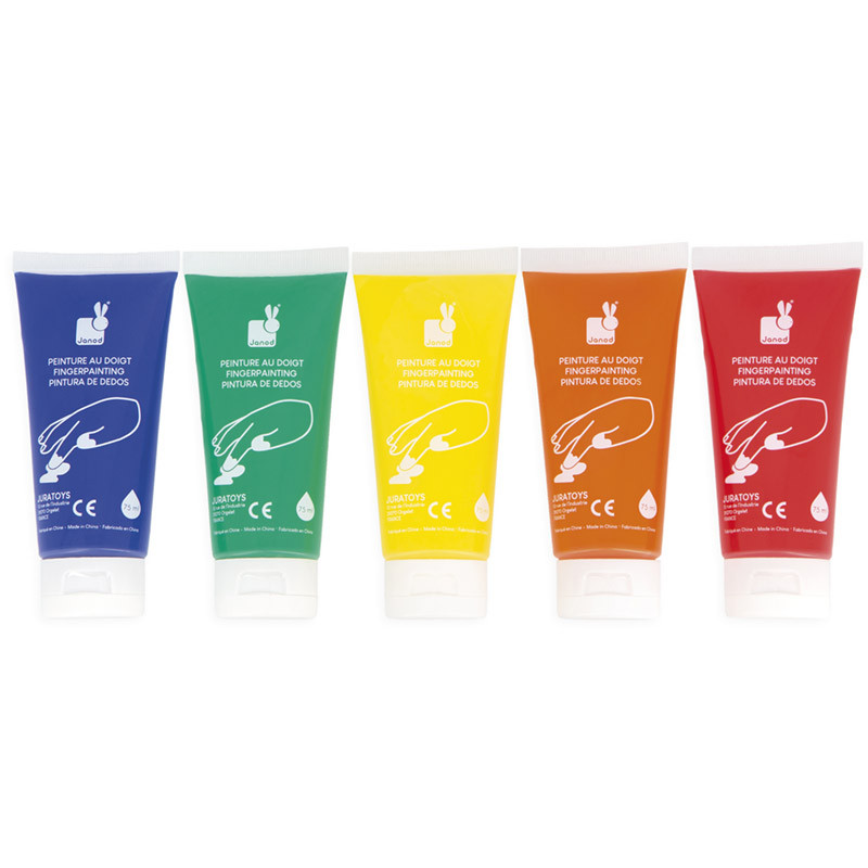 5 Tubes de Peinture pour bébé peinture aux doigts Janod