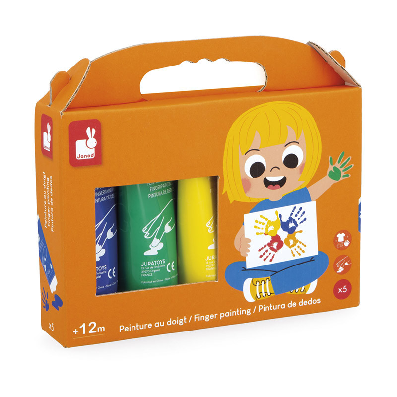 5 Tubes de Peinture pour bébé peinture aux doigts Janod