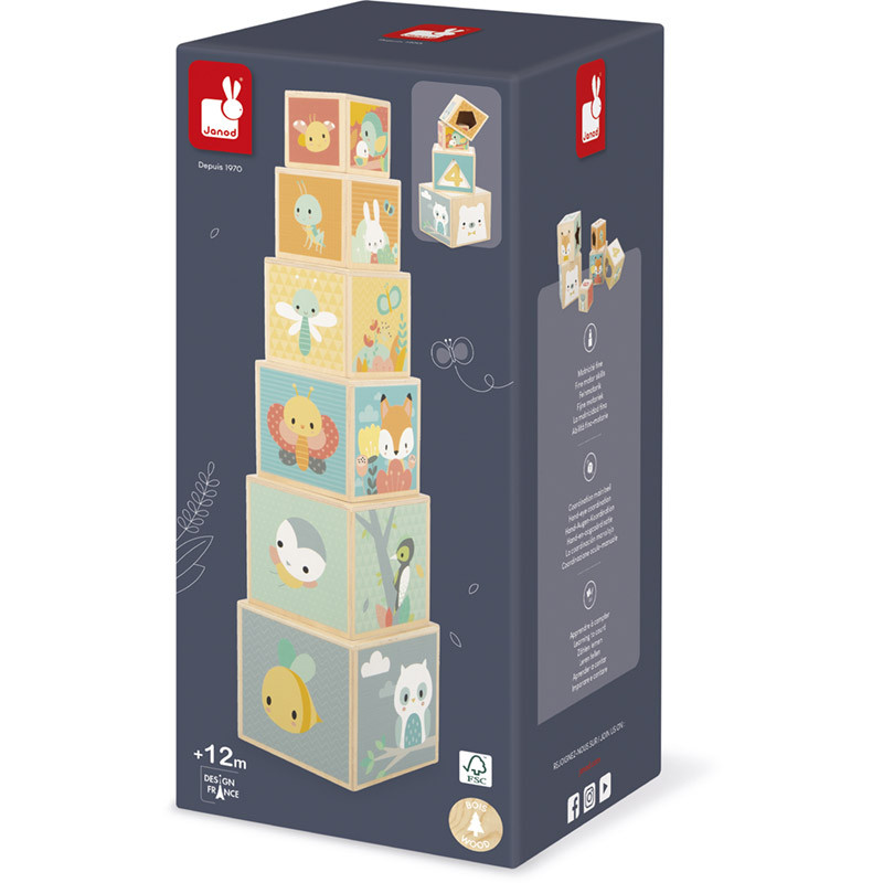 Pyramide de 6 cubes Jouet Bois Janod