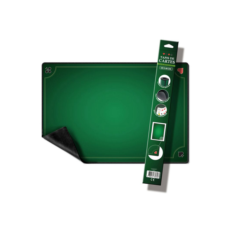 Tapis de cartes belote 60 cm x 40 cm vert en néoprène