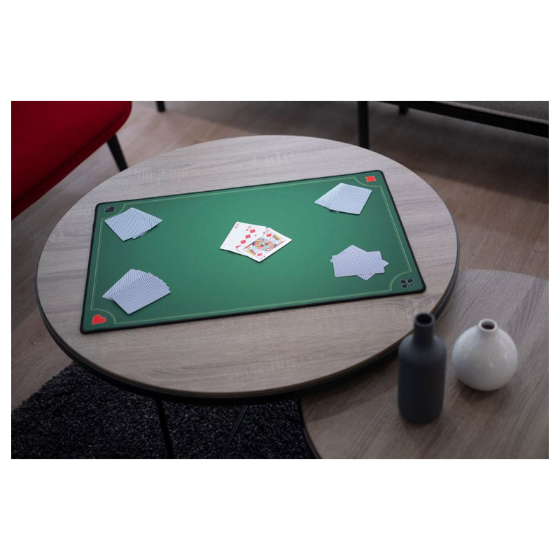 Tapis de cartes belote 60 cm x 40 cm vert en néoprène
