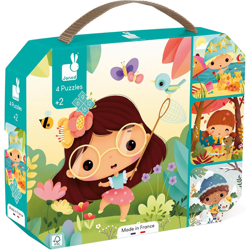 4 Puzzles 4 Saisons Janod 6 9 12 16 Pcs | Dès 2 Ans