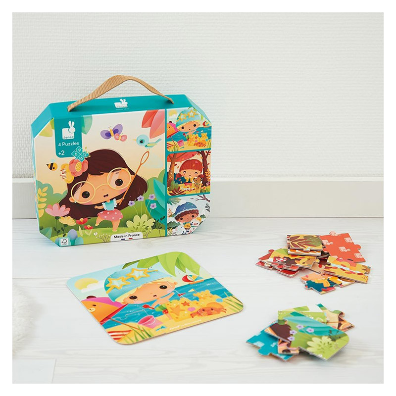 4 Puzzles 4 Saisons Janod 6 9 12 16 Pcs | Dès 2 Ans