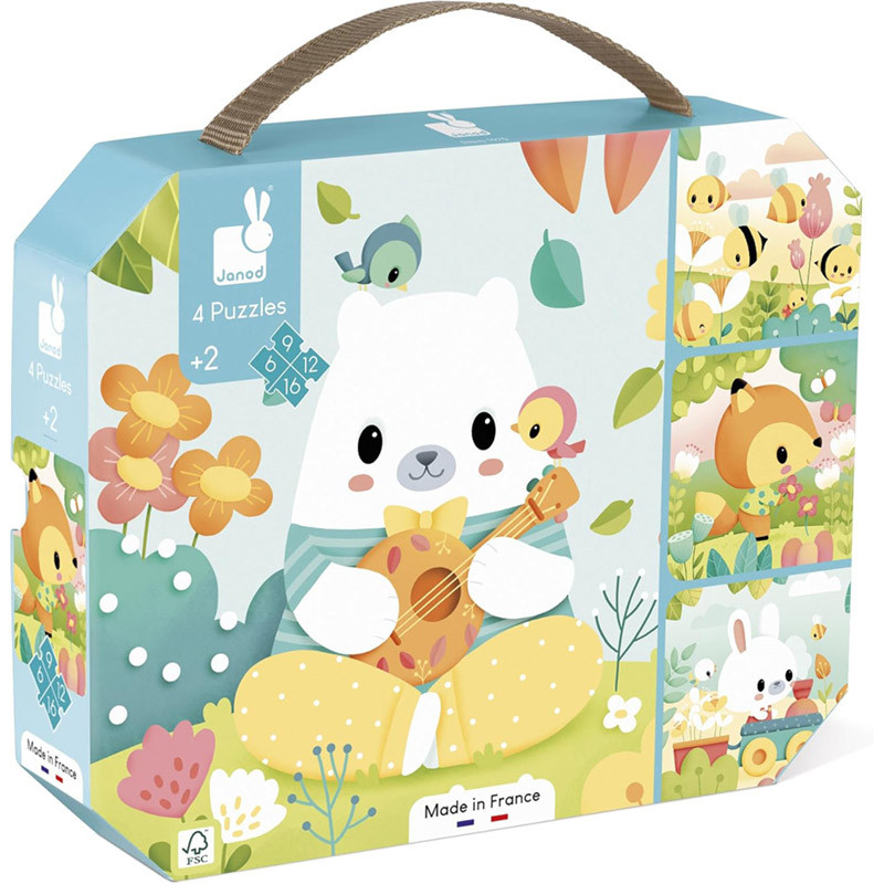 4 Puzzles gamme Pure 6-9-12-16 pièces carton Janod