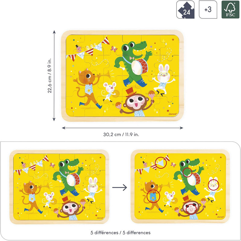 Puzzle 24 pièces en bois Vive La Fête de chez Janod