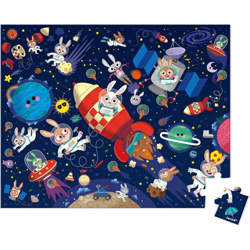 Puzzle Fusée 54 pièces en carton Janod