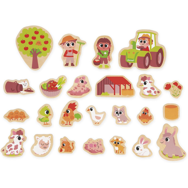 Magnets de la ferme 24 pièces bois Janod