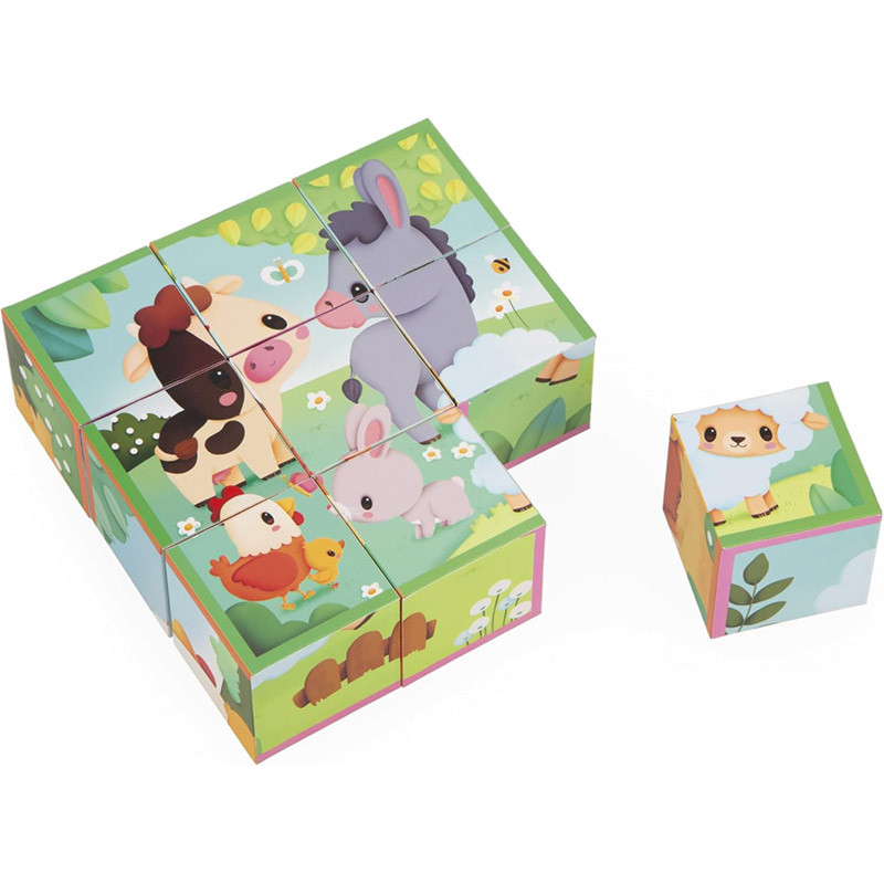 9 Cubes Animaux De La Ferme - JANOD