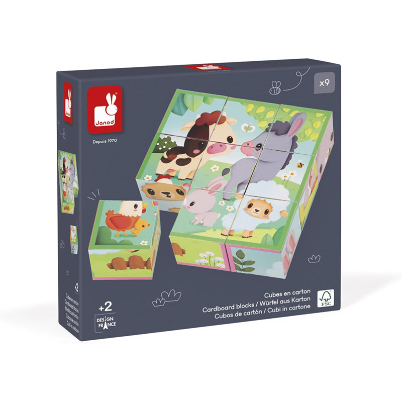 9 Cubes Animaux De La Ferme - JANOD