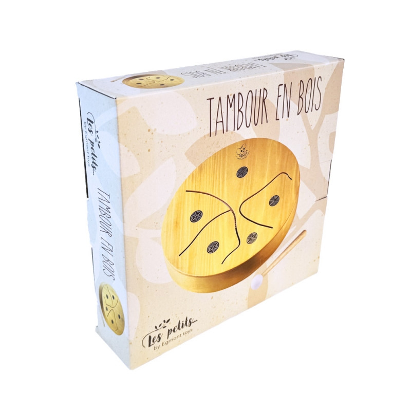 Tambour en bois naturel