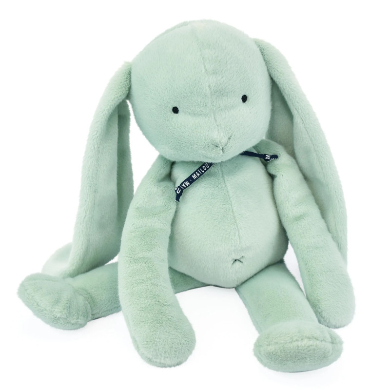 Peluche Lapin Méloé Vert sauge - 37 cm - Fabriqué en France