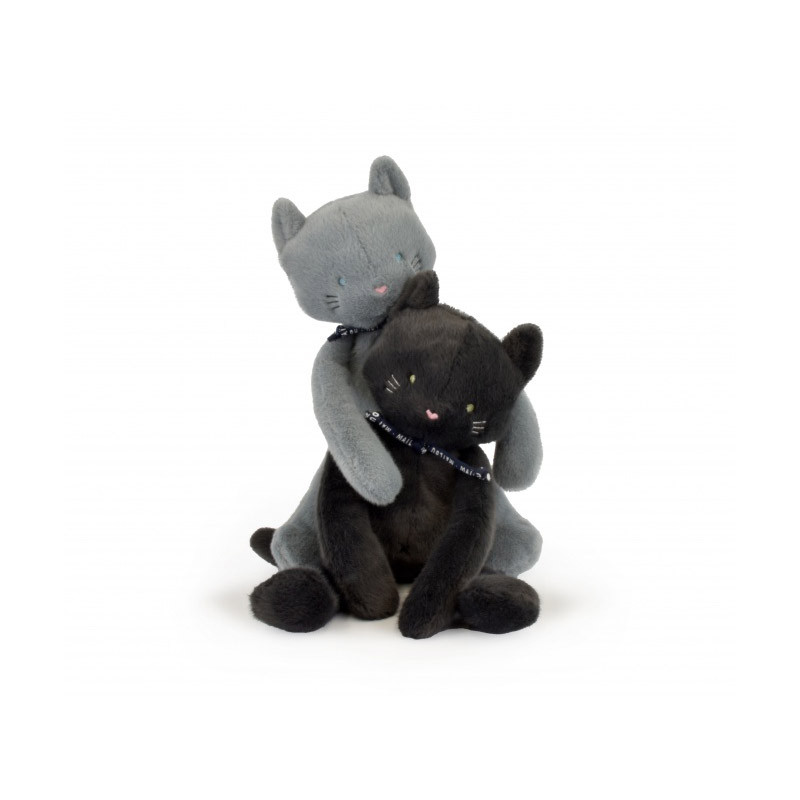 Chat en peluche Méloé - Couleur Anthracite - 37 cm - Peluche fabriquée en France