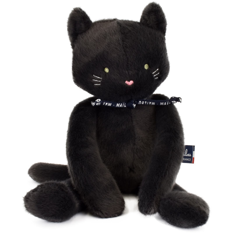 Chat en peluche Méloé - Couleur Anthracite - 37 cm - Peluche fabriquée en France
