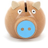 Tirelire Cochon bois naturel bleu Vilac