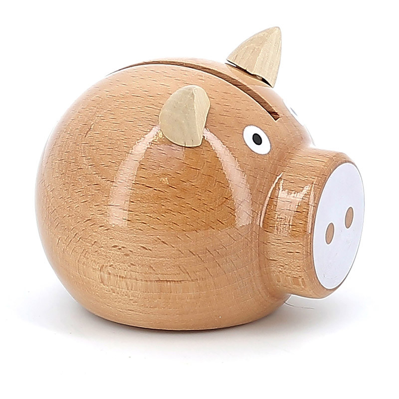 Tirelire Cochon bois naturel blanc Vilac
