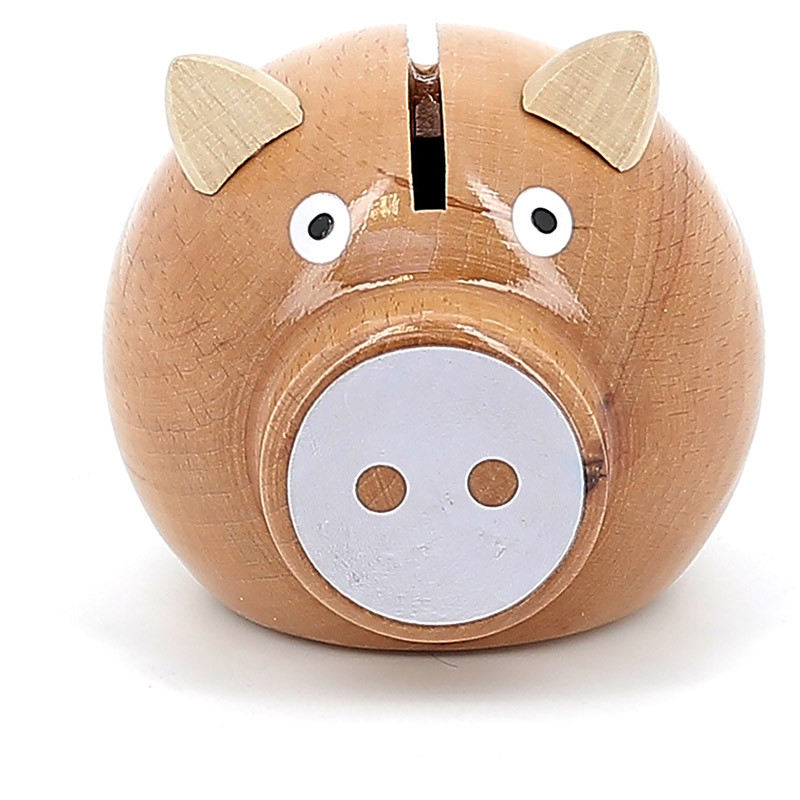 Tirelire Cochon bois naturel blanc Vilac
