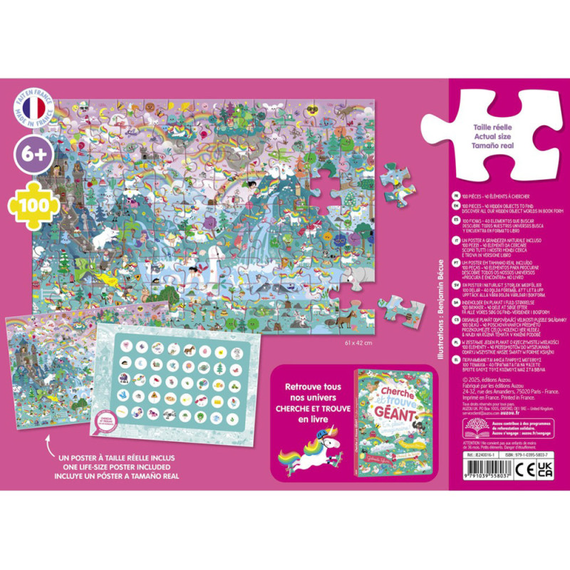 Puzzle 100 pièces cherche et trouve les Licornes